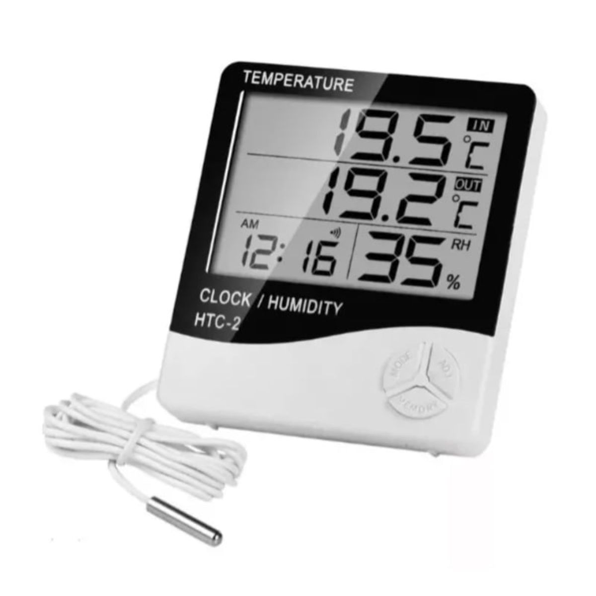 GENERICO - Higrómetro C Sonda Externa Reloj Alarma