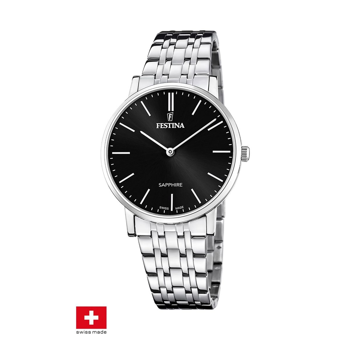 FESTINA SWISS - Reloj F20045/4 Festina Swiss Negro Hombre Acero Clásico