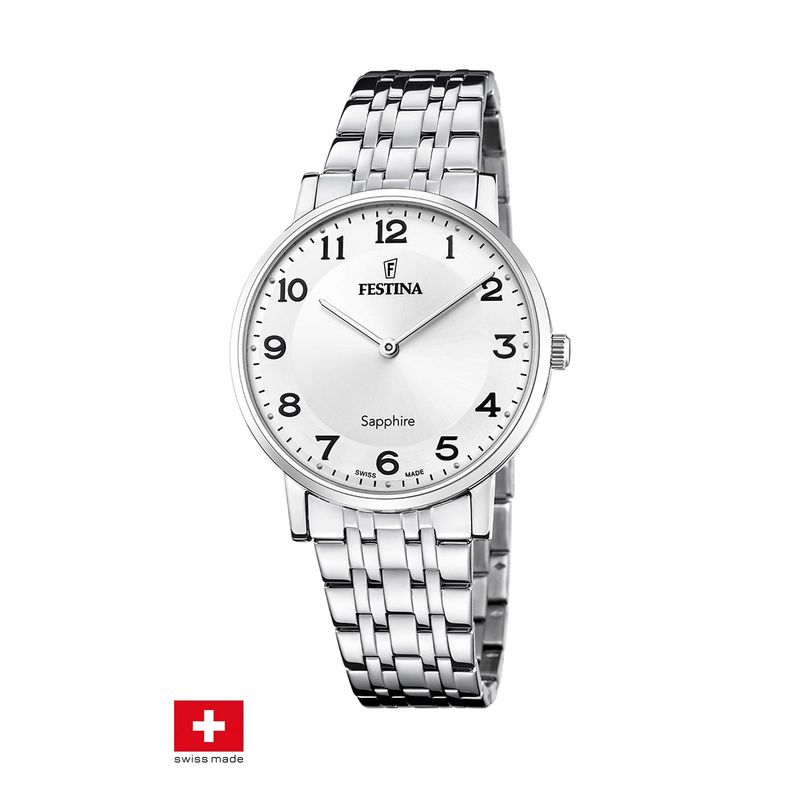 FESTINA SWISS - Reloj F20045/1 Festina Swiss Blanco Hombre ACERO CLASICO