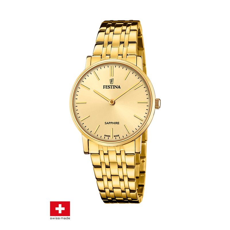 FESTINA SWISS - Reloj F20048/3 Festina Swiss Dorado Mujer Acero Clásico
