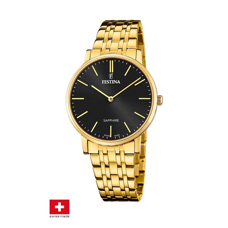 FESTINA SWISS - Reloj F20046/5 Festina Swiss Negro Hombre Acero Clásico