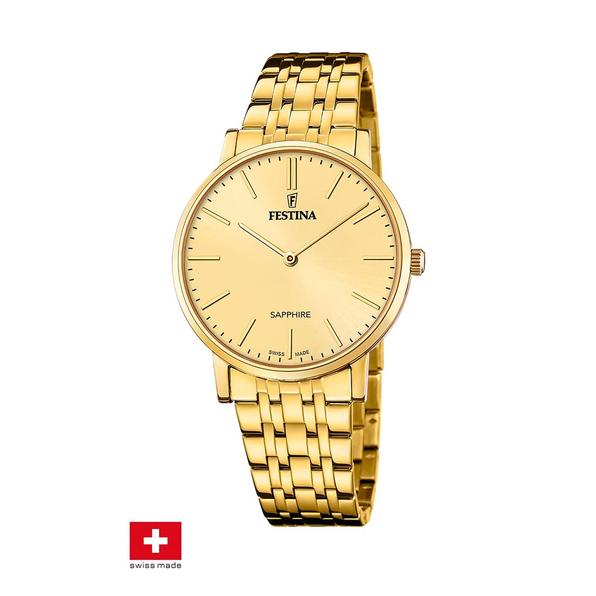 FESTINA SWISS - Reloj F20046/3 Festina Swiss Dorado Hombre Acero Clásico
