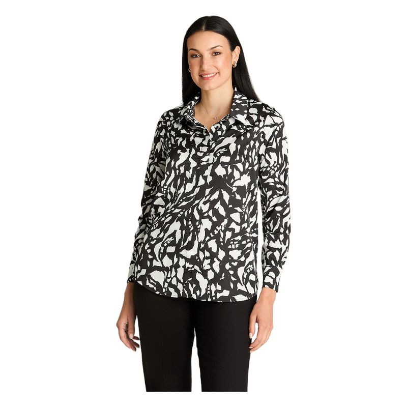 LORENZO DI PONTTI - Blusa Camisera Manga Larga Satintada Crudo
