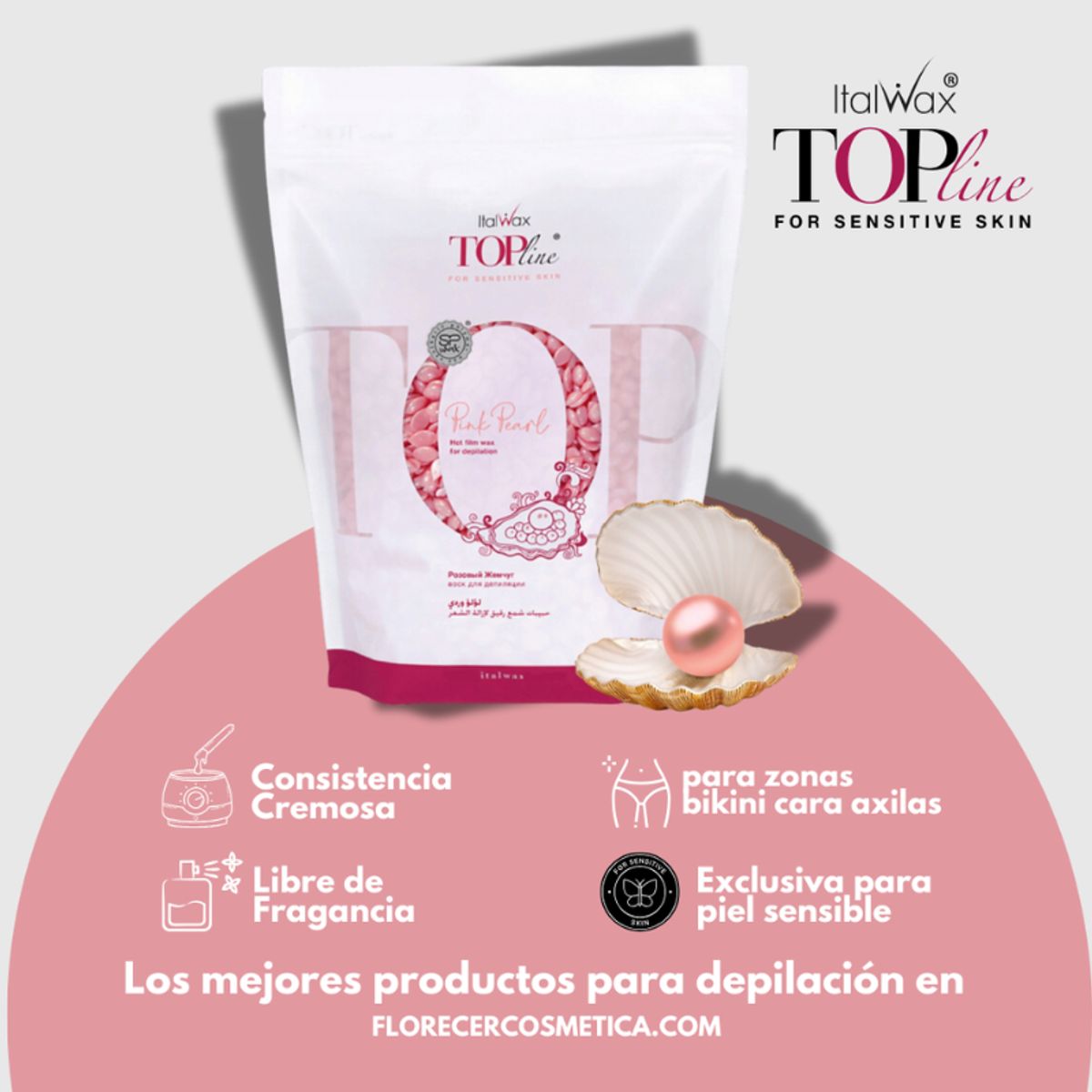 ITALWAX - Cera Depilatoria Elástica Italwax Top Line Pink Pearl Piel Sensible