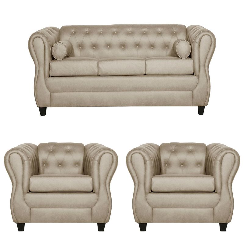 RUZAM MOBEL - JUEGO DE LIVING 3-1-1 CHESTERFIELD BEIGE
