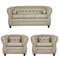 RUZAM MOBEL - JUEGO DE LIVING 3-1-1 CHESTERFIELD BEIGE