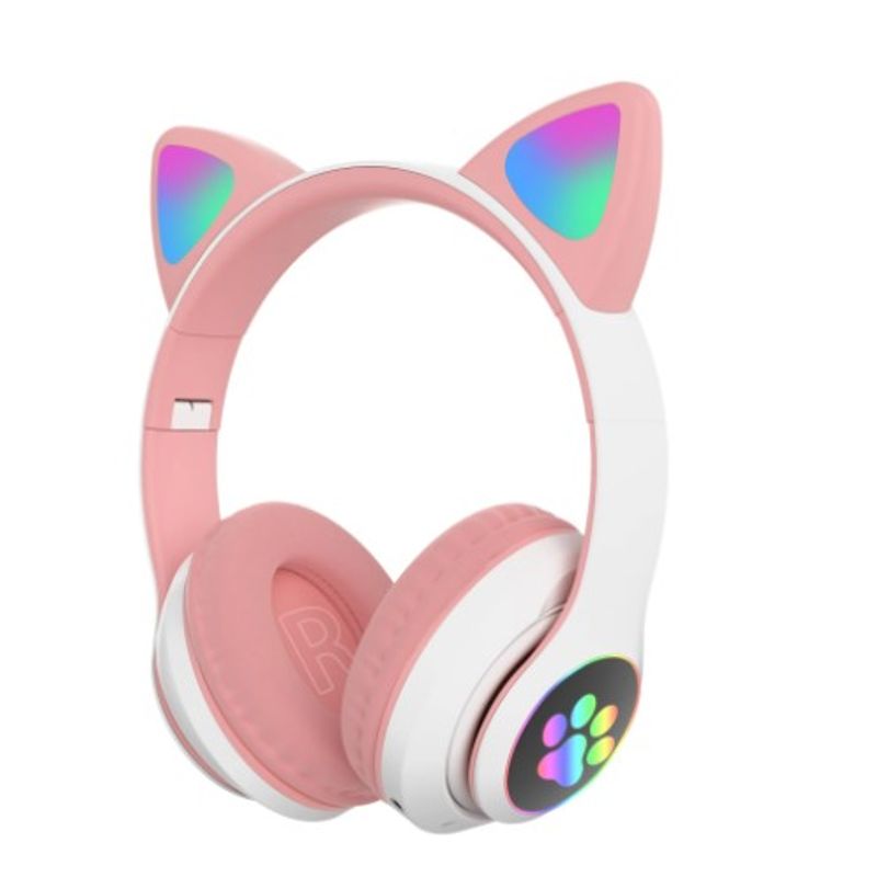 GENERICO - FONOS Inalámbricos Diseño de Gato y con Efectos de Luz ROSA
