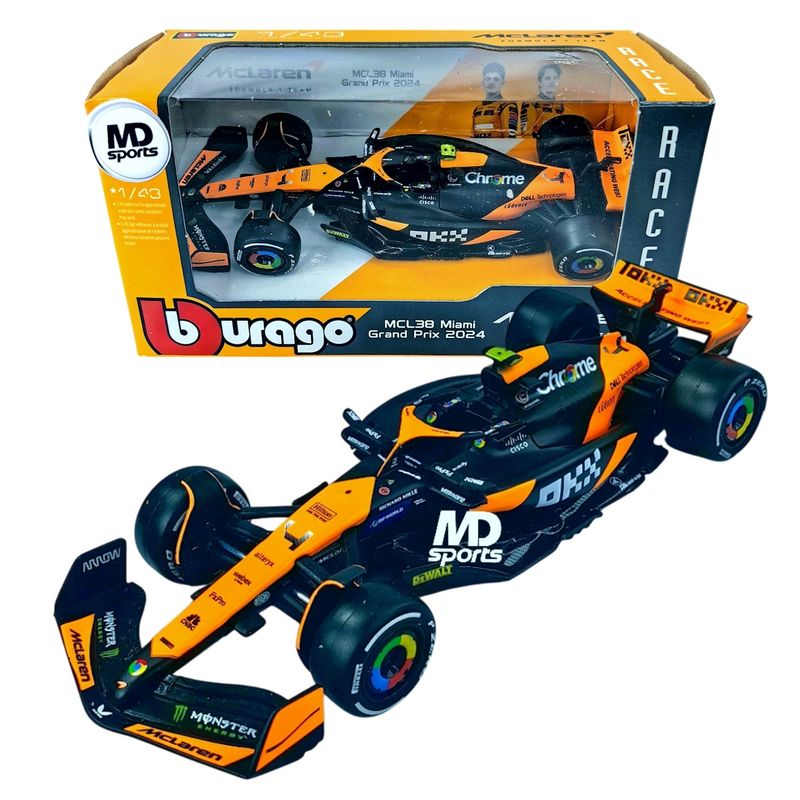 BBURAGO - Auto F1 Mclaren Mcl38 GP Miami 2024 #4 Norris Caja Norm 1:43