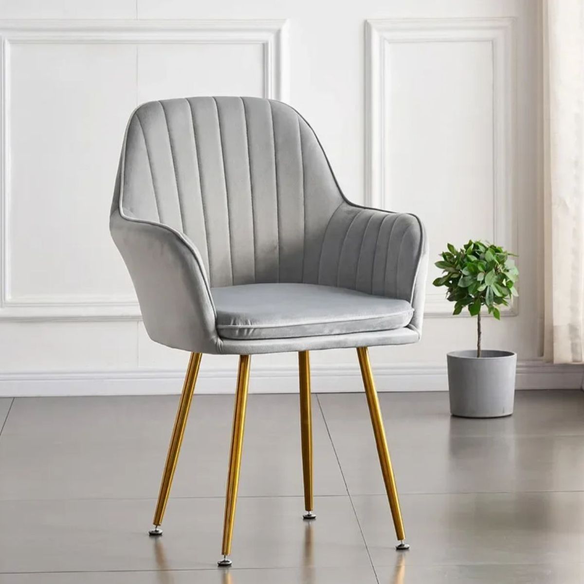 HABITA2 CHILE - Sitial terciopelo patas doradas Murano- Gris