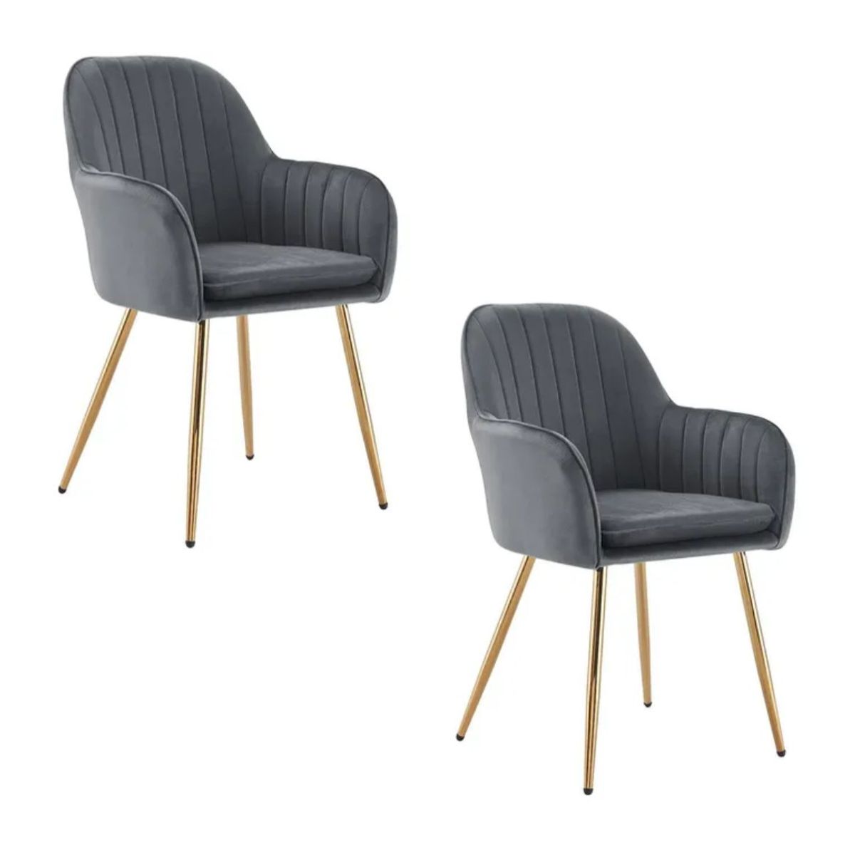 HABITA2 CHILE - Pack 2 Sitial terciopelo patas doradas Murano- Negro