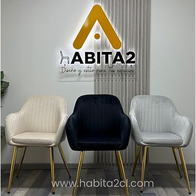 Imagen 2 del producto Sitial terciopelo patas Doradas Murano- Beige