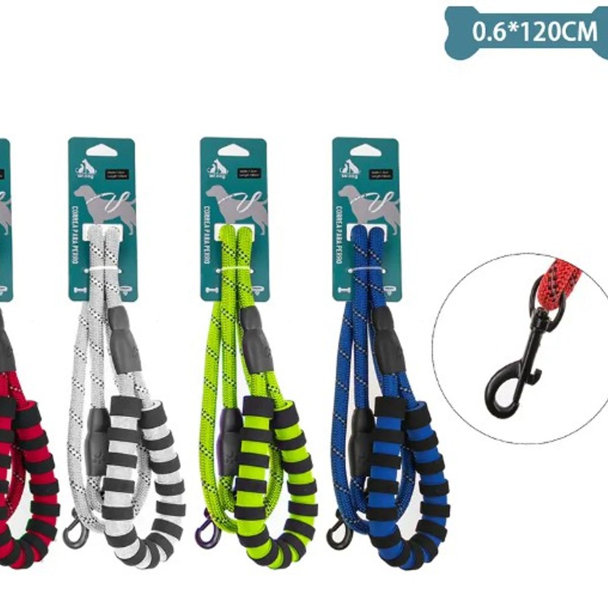 GENERICO - Correa Reflectante Con Mango Largo 12M Color Aleatorio