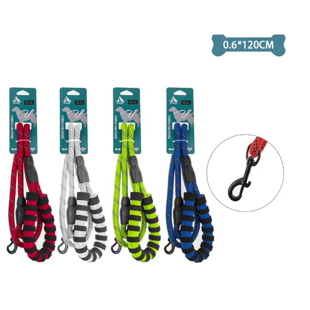 GENERICO - Correa Reflectante Con Mango Largo 12M Color Aleatorio