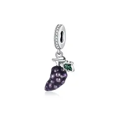 SILVER HEART - Charm Racimo de Uva Morada en Plata Fina 925