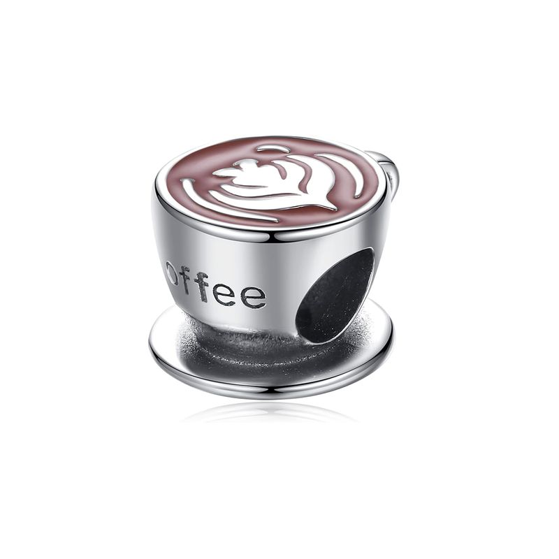 SILVER HEART - Charm Taza de Café Capuccino en Plata Fina 925 SILVER HEART