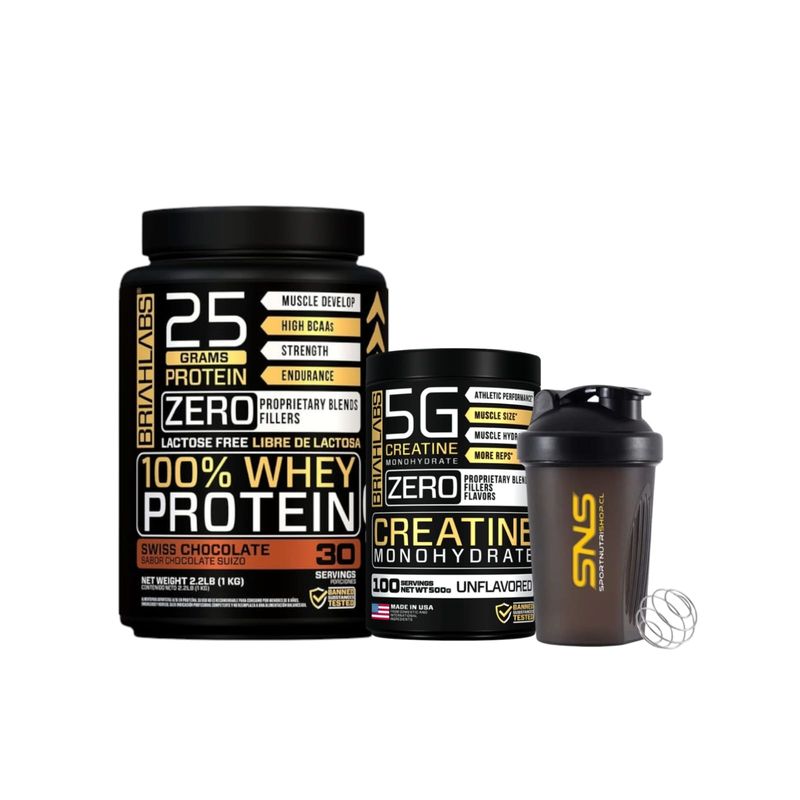GENERICO - Pack Proteina Whey 1KG Chocolate+ creatina 500g + Shaker - briahlabs