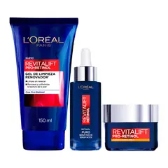 LOREAL PARIS - Pack Rutina Retinol Gel Limpieza + Crema Dia + Serum