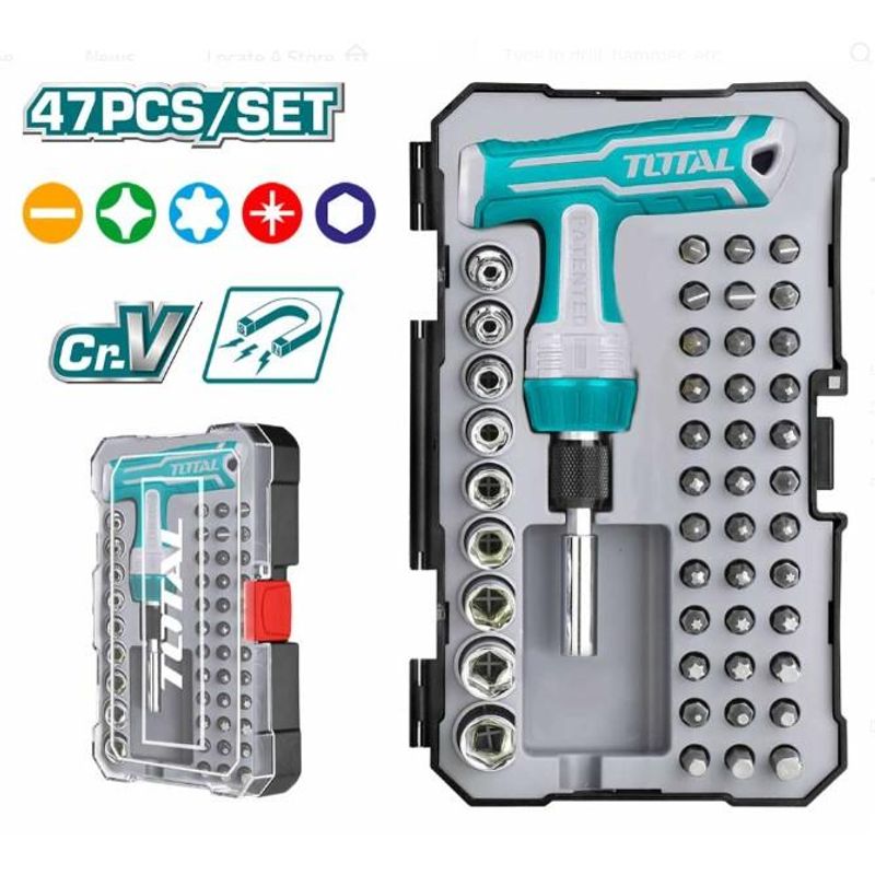 TOTAL TOOLS - JUEGO DESTOR TOTAL CMANGO T 47PZAS TACSD30476