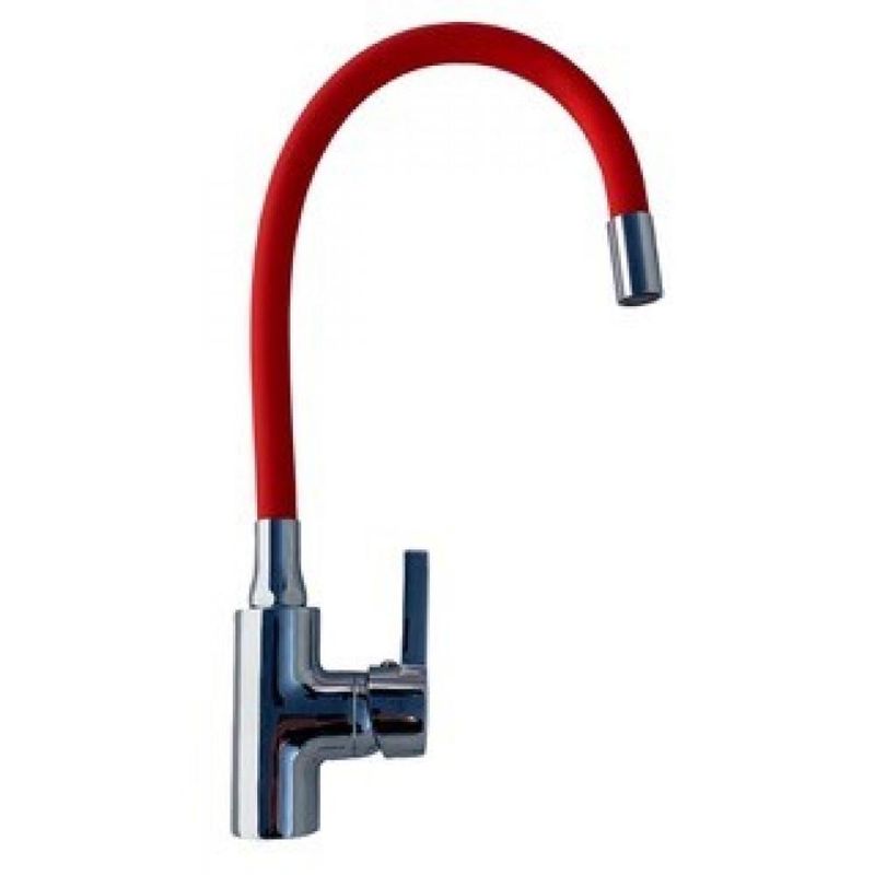 TAUMM - LLAVE MONOMANDO TAUMM LAVAPLATO CUELLO FLEXIBLE ROJO
