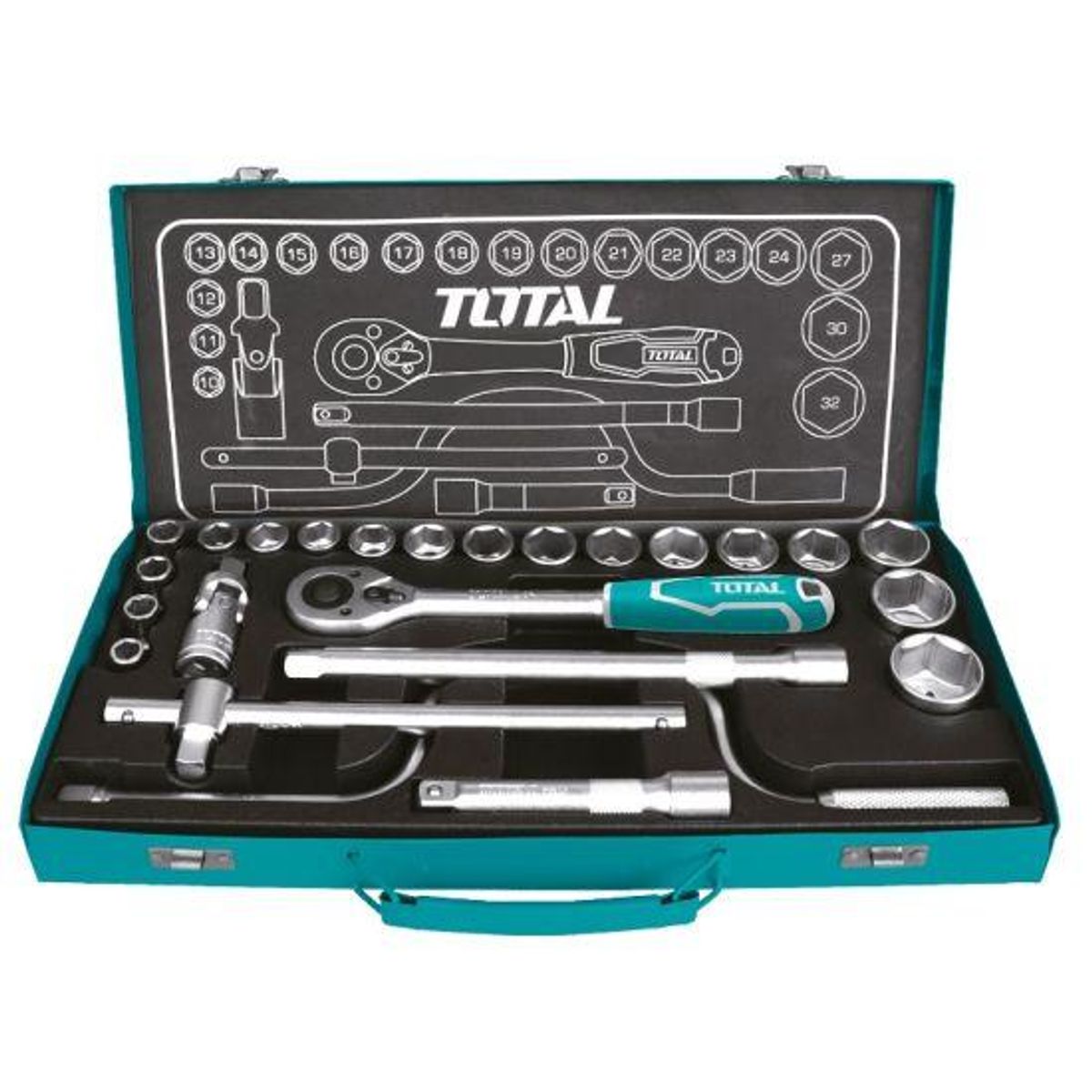 TOTAL TOOLS - DADO JGO MALETA TOTAL 24 PZAS THT141253