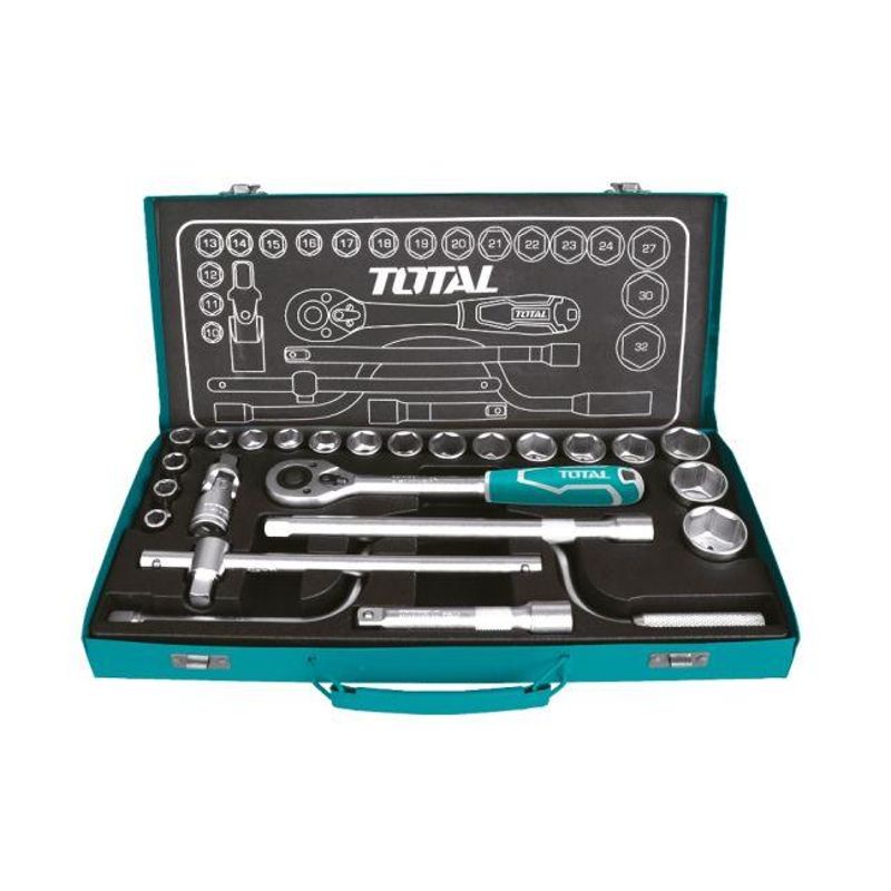 TOTAL TOOLS - DADO JGO MALETA TOTAL 24 PZAS THT141253