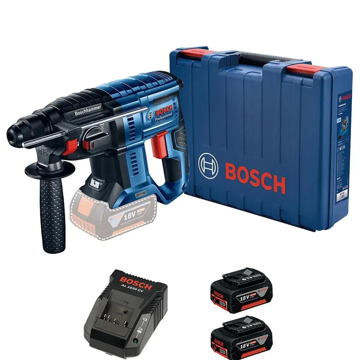 BOSCH - ROTOMARTILLO INALAMBRICO 18V GBH 180LI + 2 BATERIAS + 1 CARGADOR + MALETA BOSCH