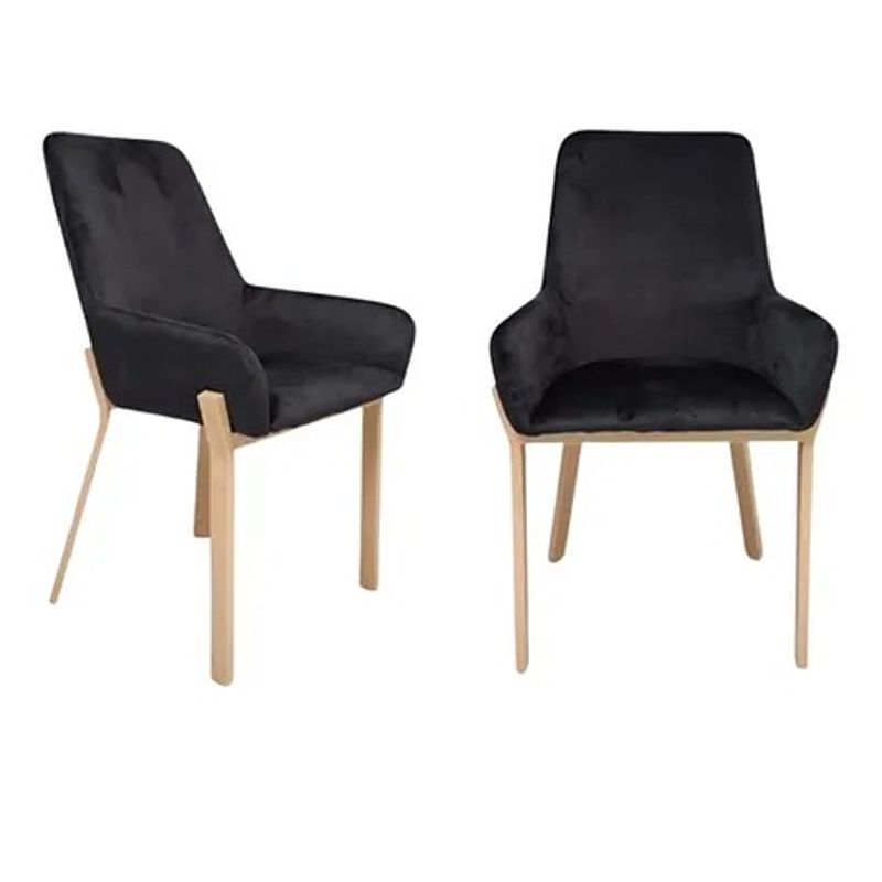 GENERICO - Pack 2 Sitial Terciopelo Brito Patas Símil Madera- Negro