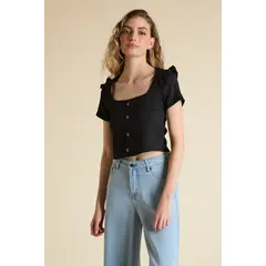 IO - Polera Manga Corta Negro Mujer