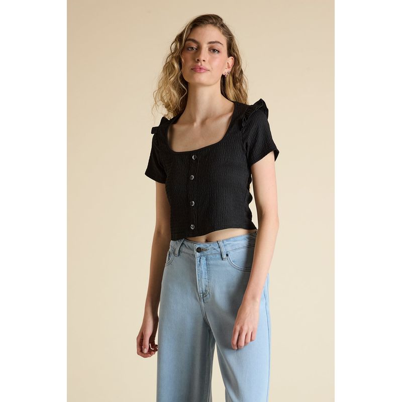 IO - Polera Manga Corta Negro Mujer Io
