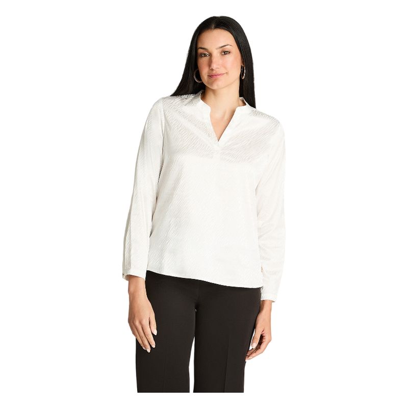 LORENZO DI PONTTI - Blusa Satin Escote Mao Manga Larga Crudo