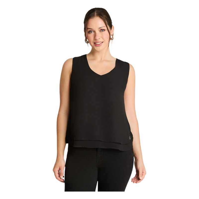 LORENZO DI PONTTI - Blusa Sin Mangas Con Capas Negro