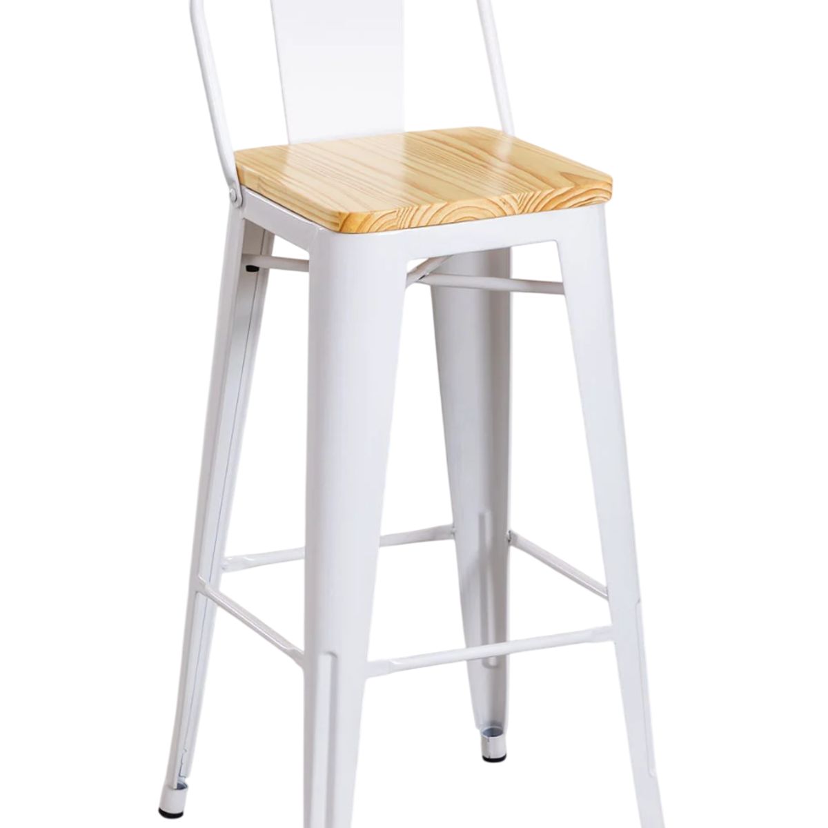 MOBOI - Taburete Tolix Madera Blanco 66cm