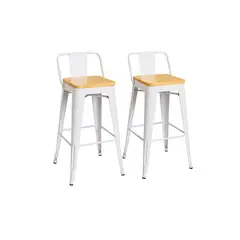 MOBOI - Pack 2 Taburetes Tolix Madera Blanco 66cm