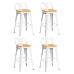 MOBOI - Pack 4 Taburetes Tolix Madera Blanco 66cm.