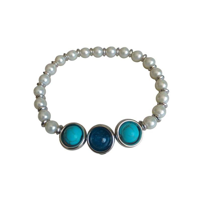 GENERICO - Pulsera de Perla  con piedra turqueza_.
