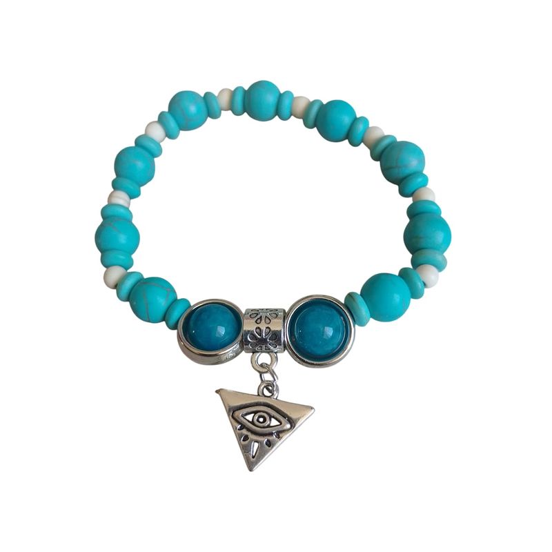 GENERICO - Pulsera  cuentas de piedra natural turquesa
