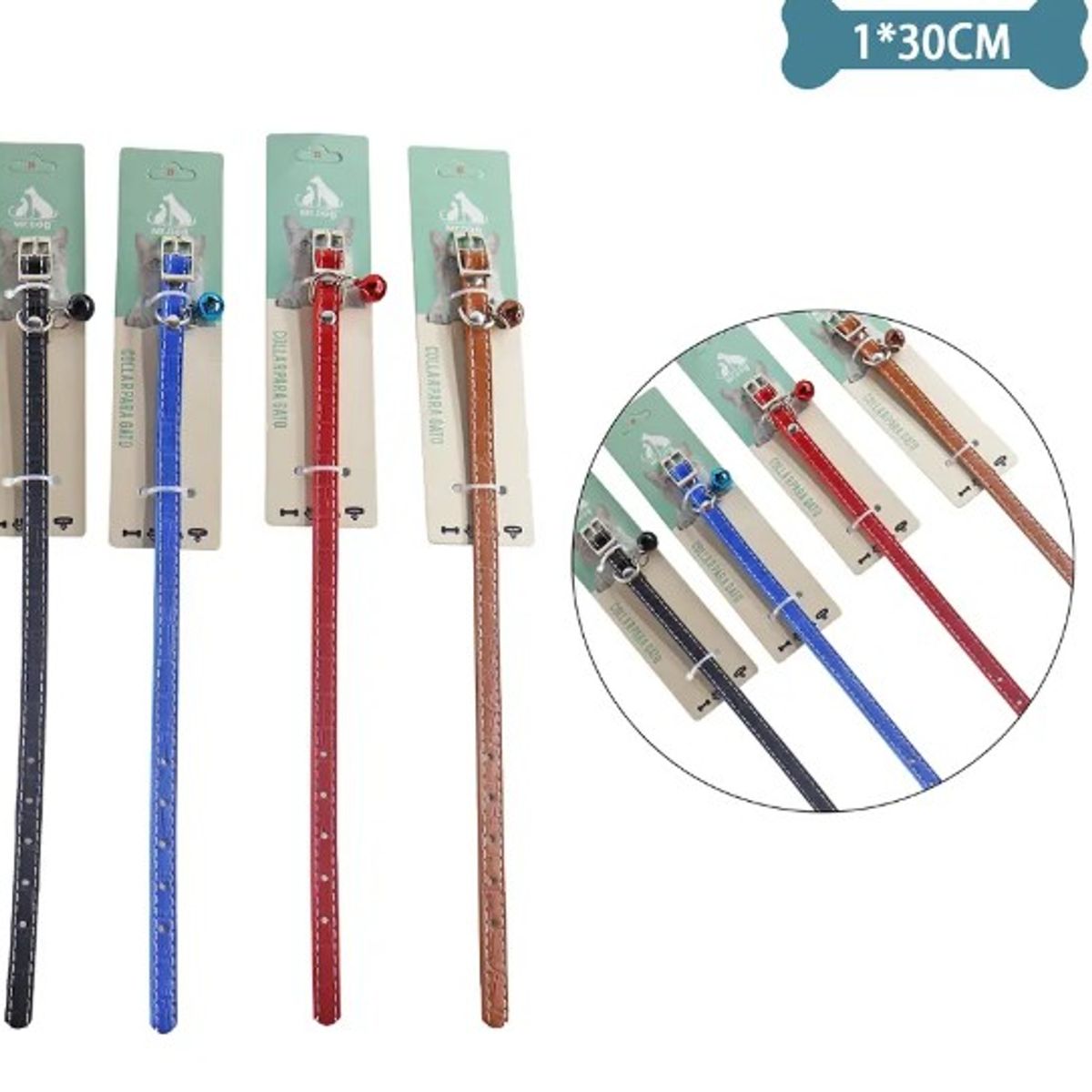 GENERICO - Collar PU Para Gato Color Aleatorio 10Cm30Cm