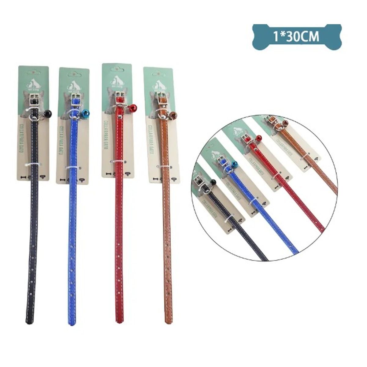 GENERICO - Collar PU Para Gato Color Aleatorio 10Cm30Cm