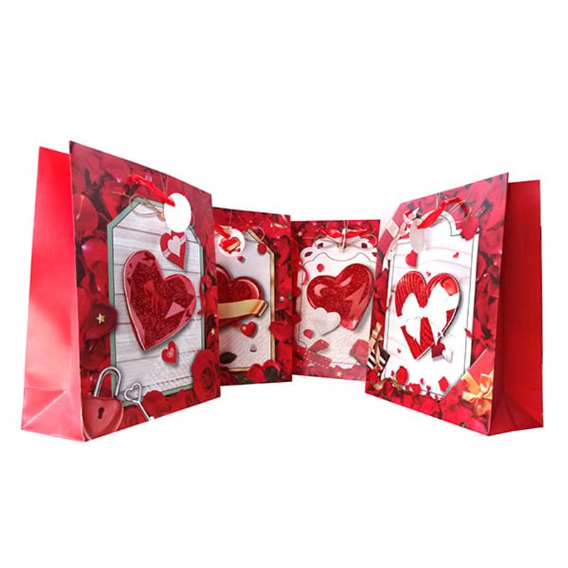 GENERICO - BOLSA DE REGALO CORAZON 3D 30X40 CM X12 UNI