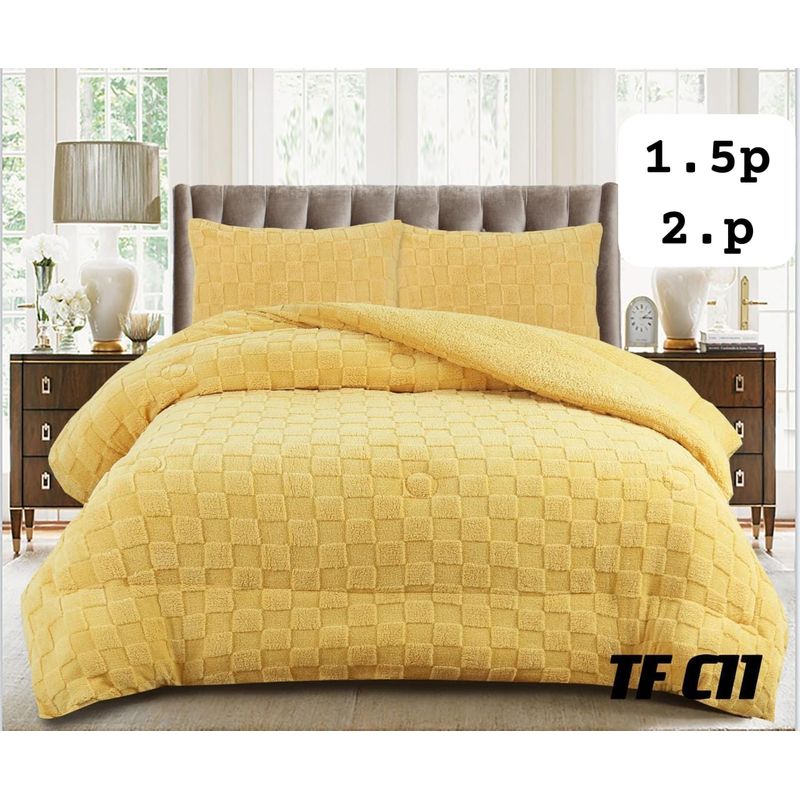 GENERICO - Cobertor Cubrecama de Invierno Plush con Chiporro 2 plazas Cuadro