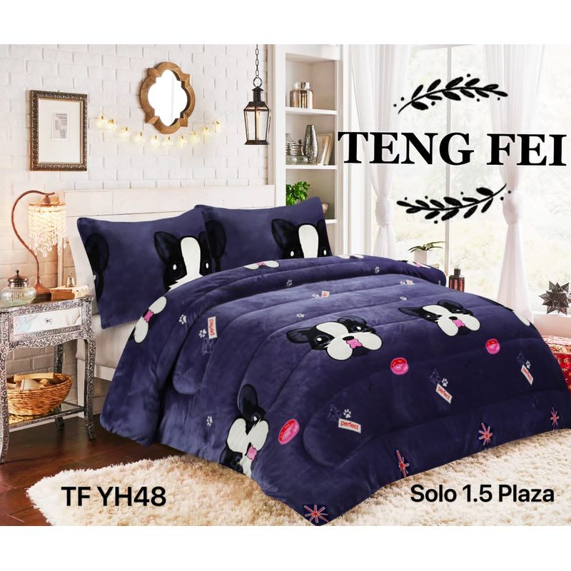 GENERICO - Cobertor Cubrecama de Invierno Plush con Chiporro 1,5 plazas