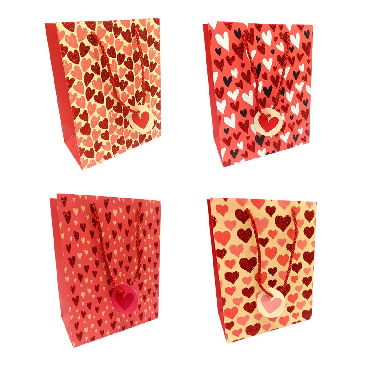 GENERICO - BOLSA DE REGALO CORAZONES GLITTER 26X32 X1UNI 3 MESES DE GARANTIA