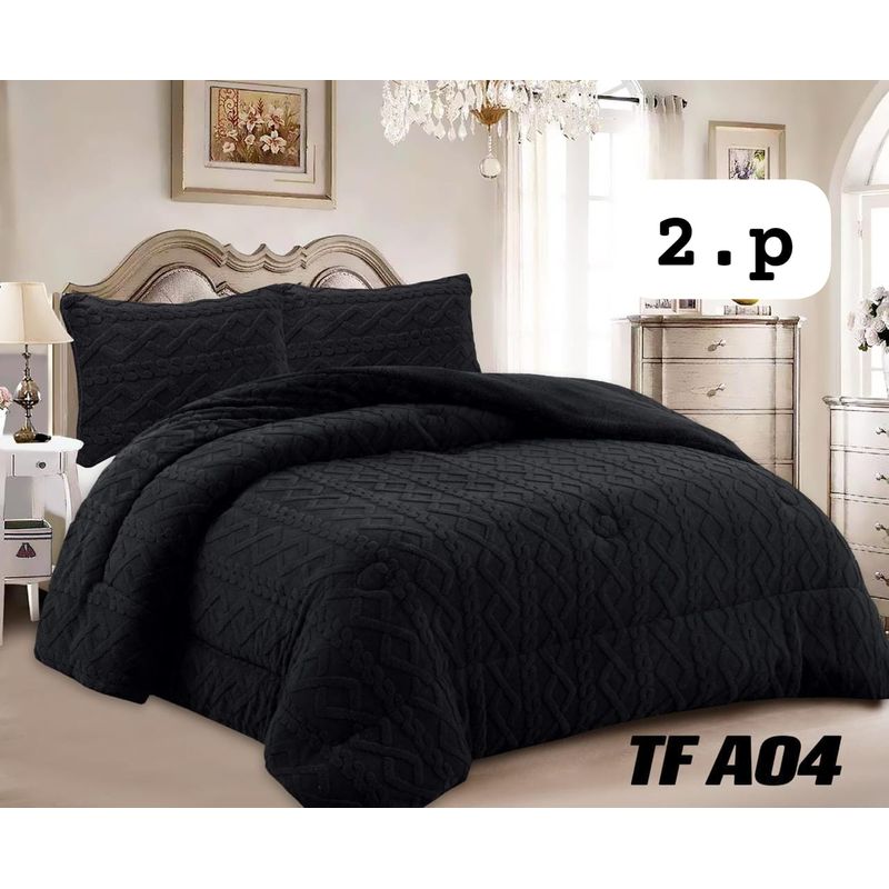 GENERICO - Cobertor Cubrecama de Invierno Plush con Chiporro 2 plazas Trenzado