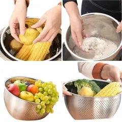 GENERICO - Colador de arroz y frutas de acero inoxidable