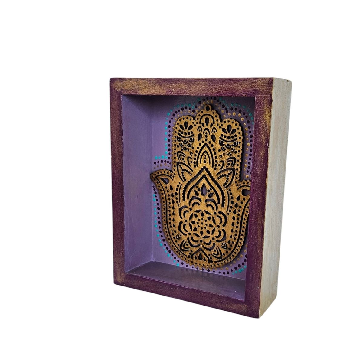 CREA TALLER - Cuadro cajón hamsa mano de fatima decorativo de madera