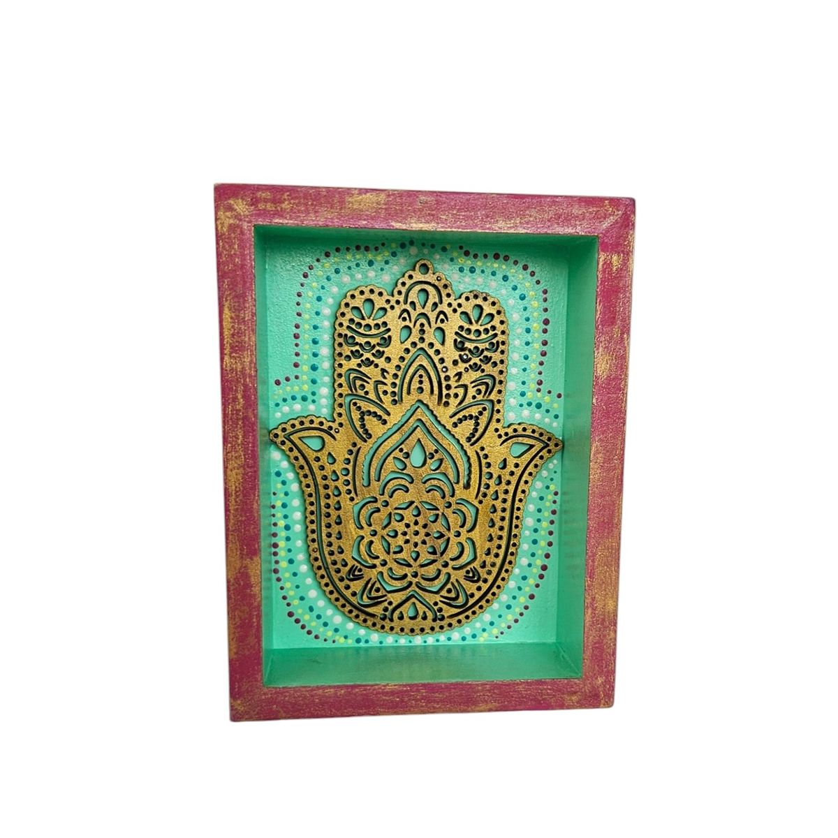 CREA TALLER - Cuadro cajón hamsa decorativo de madera