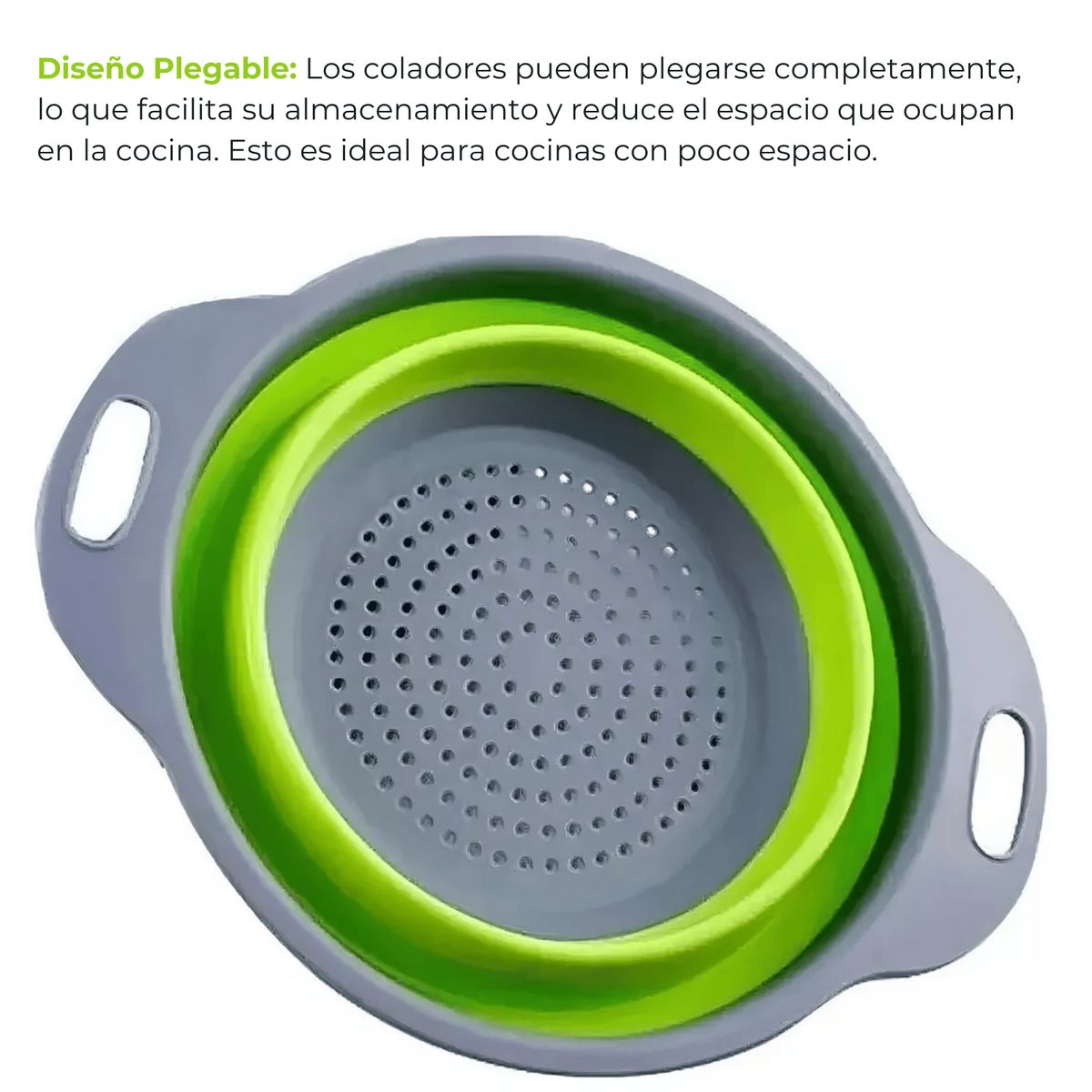 LINE - Colador Plegable Silicona Escurridor Redondo Cocina Frutas Verduras