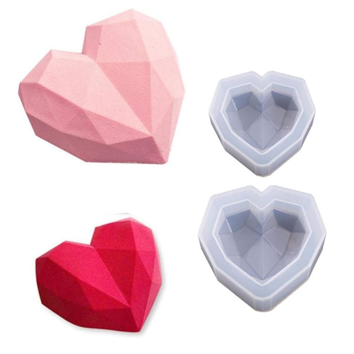 GENERICO - 2 x Moldes Silicona De Corazón 3D