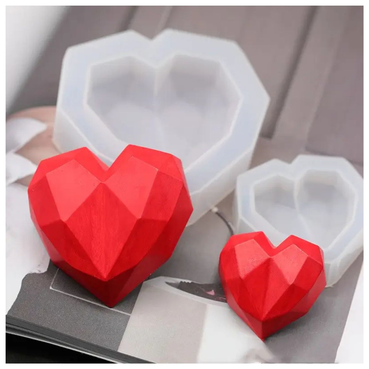 GENERICO - 2 x Moldes Silicona De Corazón 3D