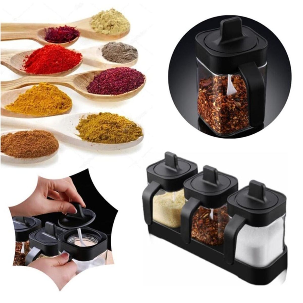 GENERICO - Especieros Condimentero 3 Set De Vidrio